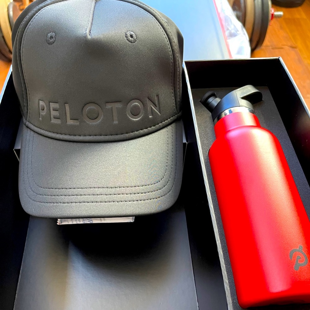Peloton hat and water bottle. Brand new w gift box